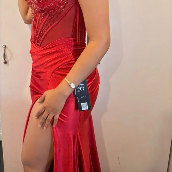 Elegant Red Beaded Dress